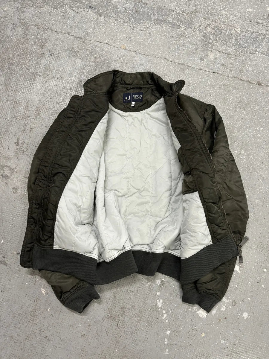 2000s Armani Olive Multi Zip Cozy Bomber Jacket ogULaCf 6