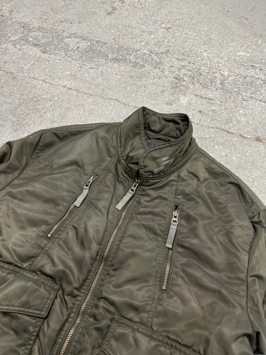 2000s Armani Olive Multi Zip Cozy Bomber Jacket ogULaCf 8