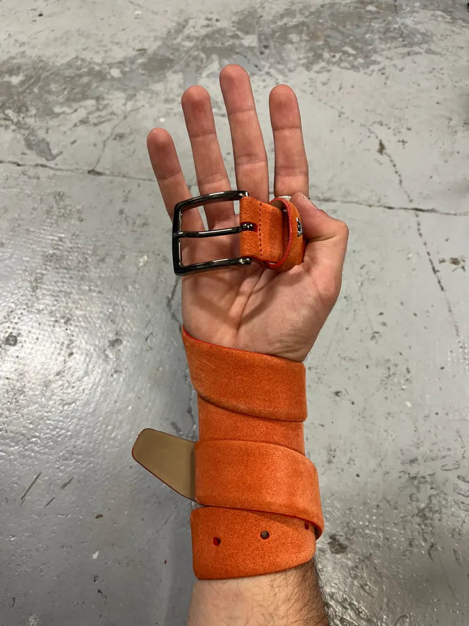 2000s Armani Orange Suede Leather Belt MlcpxWE 0