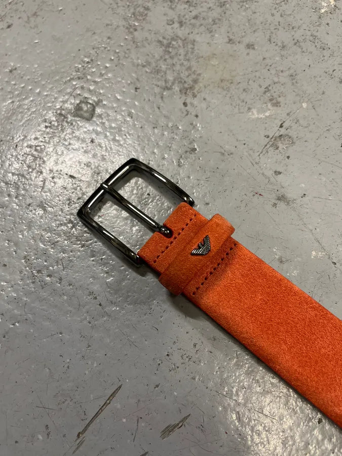 2000s Armani Orange Suede Leather Belt MlcpxWE 3