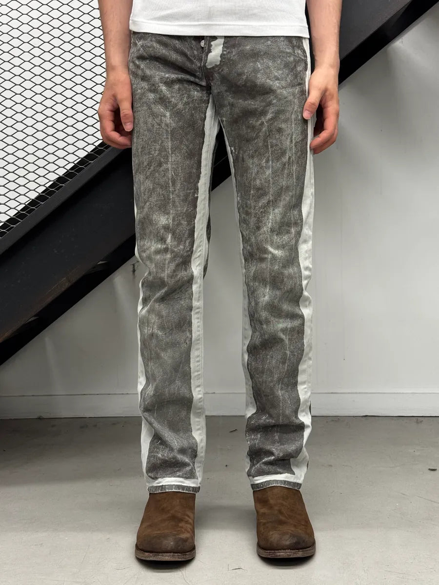 2000s Armani Overpainted Grey Washed Denim Jeans qsMyqoZ 1