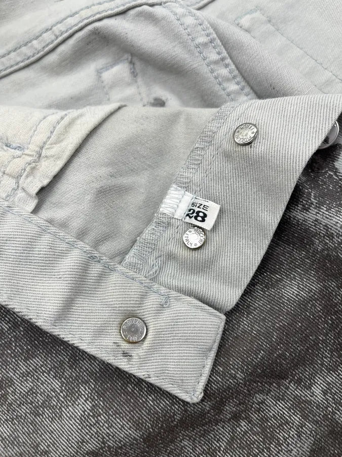 2000s Armani Overpainted Grey Washed Denim Jeans qsMyqoZ 11