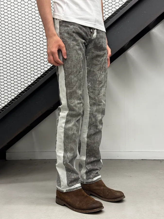 2000s Armani Overpainted Grey Washed Denim Jeans qsMyqoZ 2