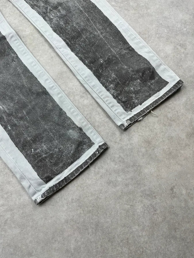 2000s Armani Overpainted Grey Washed Denim Jeans qsMyqoZ 5