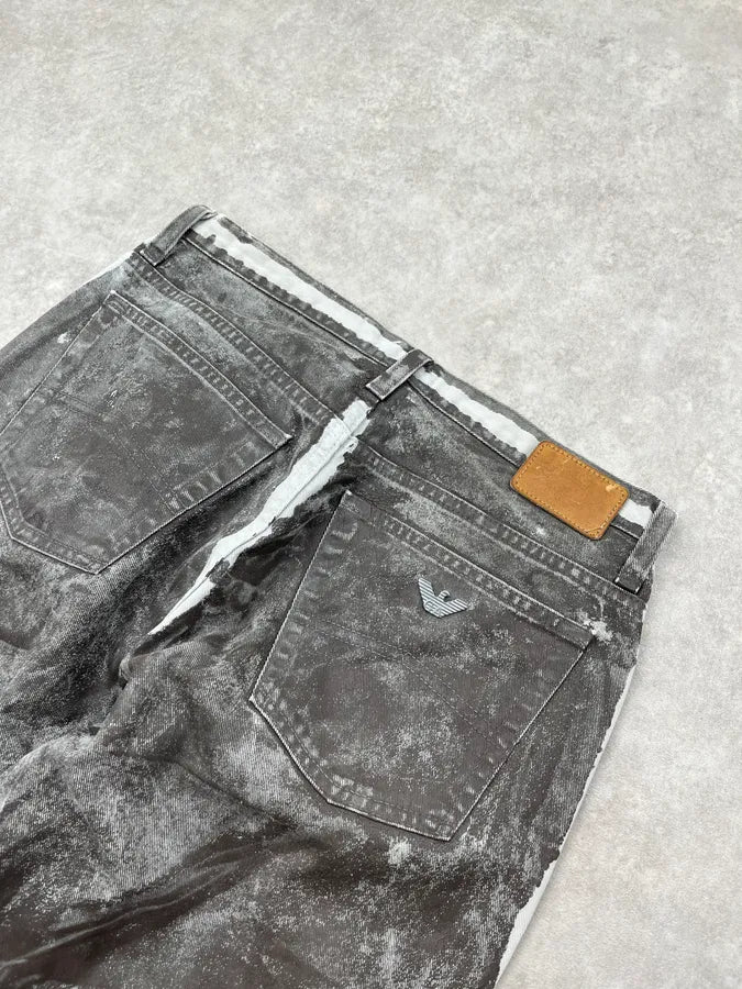 2000s Armani Overpainted Grey Washed Denim Jeans qsMyqoZ 8