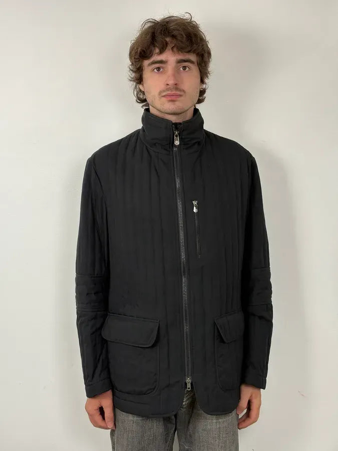 2000s Armani Padded Lines Black Coat fZOOrIN 1