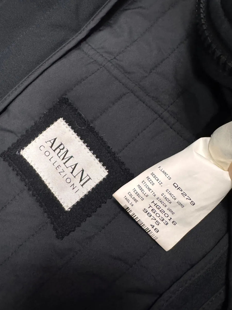 2000s Armani Padded Lines Black Coat fZOOrIN 8