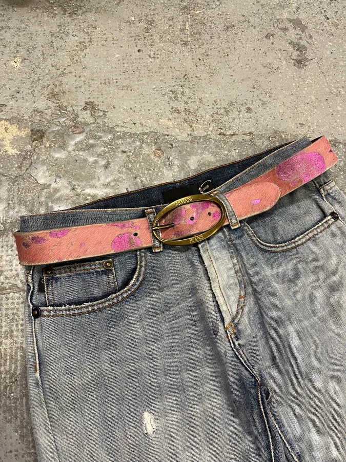 2000s Armani Pink Pony Hair Leather Belt (OS) uMdpvsu 0