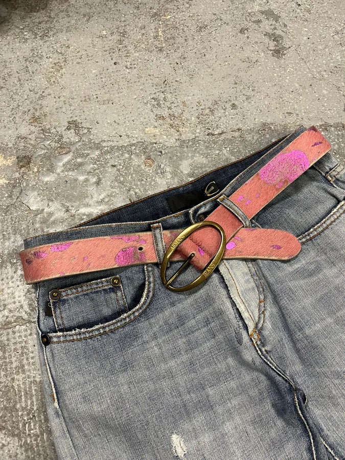 2000s Armani Pink Pony Hair Leather Belt (OS) uMdpvsu 2