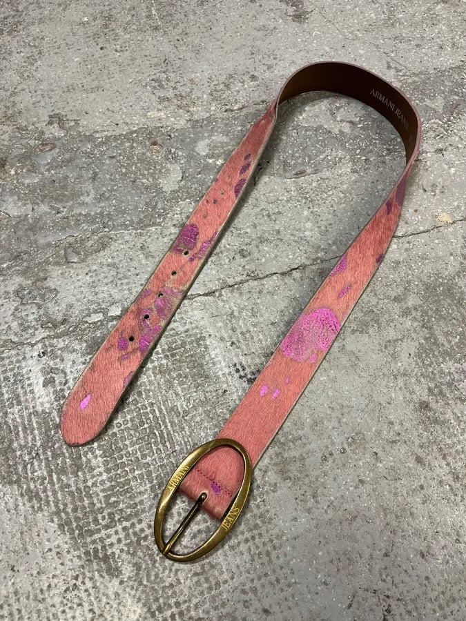 2000s Armani Pink Pony Hair Leather Belt (OS) uMdpvsu 3