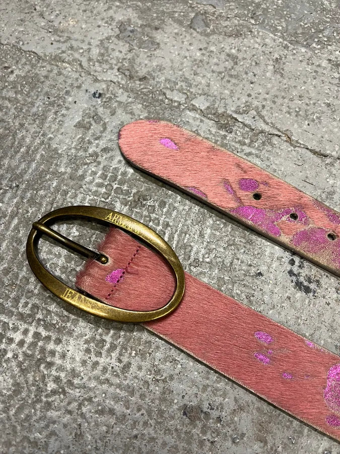 2000s Armani Pink Pony Hair Leather Belt (OS) uMdpvsu 4