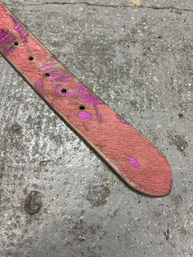 2000s Armani Pink Pony Hair Leather Belt (OS) uMdpvsu 5