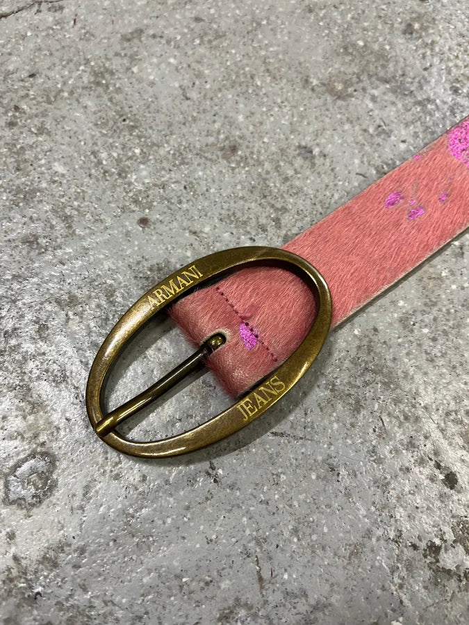 2000s Armani Pink Pony Hair Leather Belt (OS) uMdpvsu 6