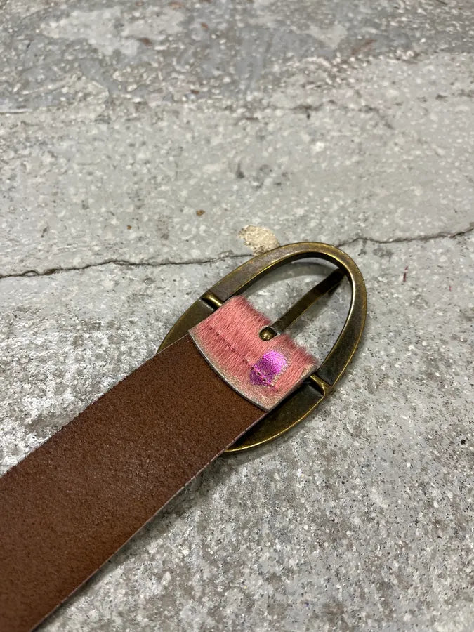 2000s Armani Pink Pony Hair Leather Belt (OS) uMdpvsu 9