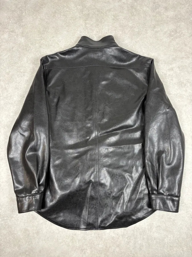2000s Armani Collezioni Premium Pure Black Leather Jacket pqIZPwN 5