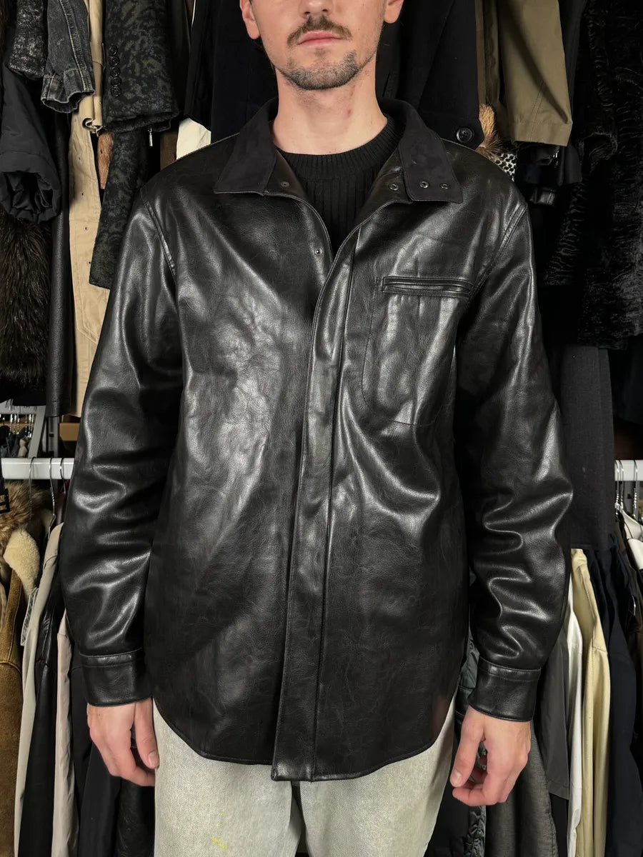 2000s Armani Collezioni Premium Pure Black Leather Jacket pqIZPwN 1