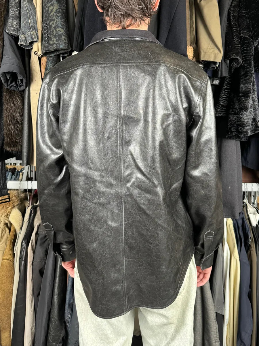2000s Armani Collezioni Premium Pure Black Leather Jacket pqIZPwN 2