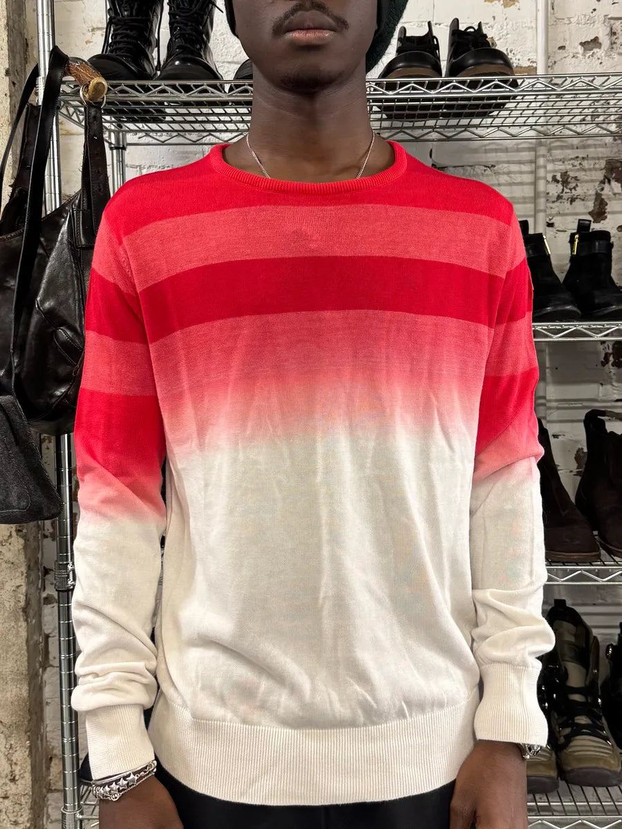 2000s Armani Red & White Gradient Sweater kXSENdp 0