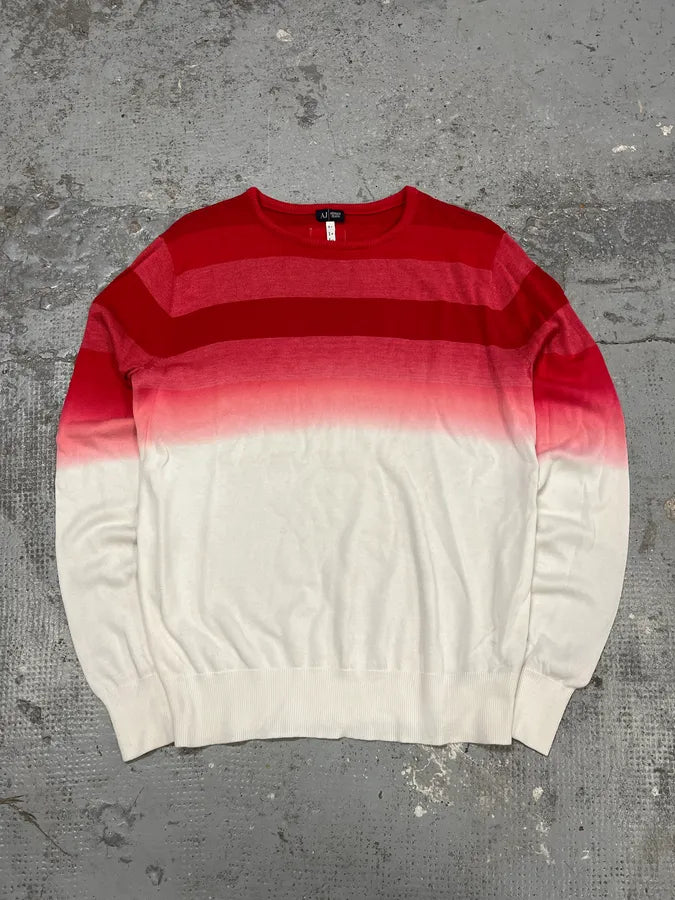 2000s Armani Red & White Gradient Sweater kXSENdp 2