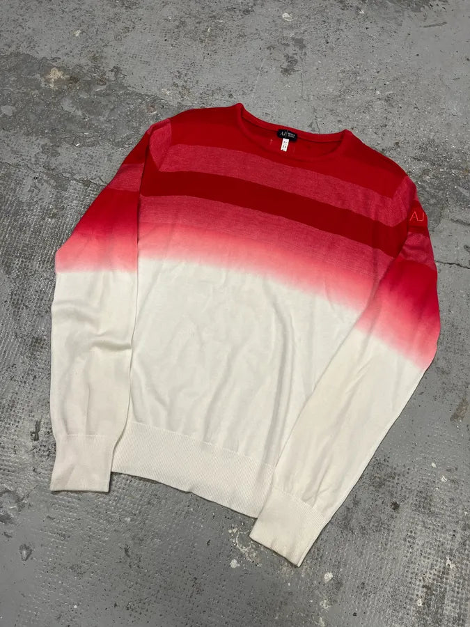 2000s Armani Red & White Gradient Sweater kXSENdp 3