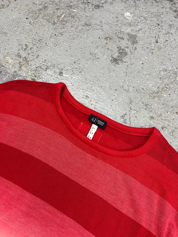 2000s Armani Red & White Gradient Sweater kXSENdp 4