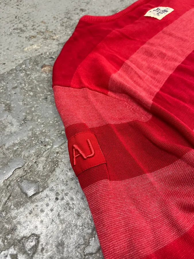 2000s Armani Red & White Gradient Sweater kXSENdp 8