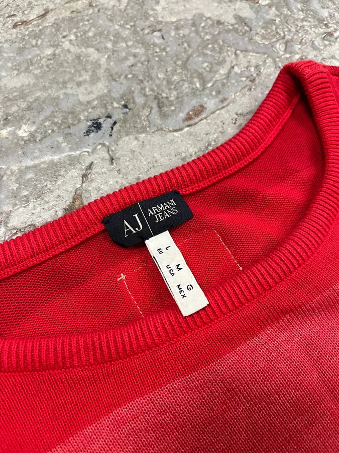2000s Armani Red & White Gradient Sweater kXSENdp 9
