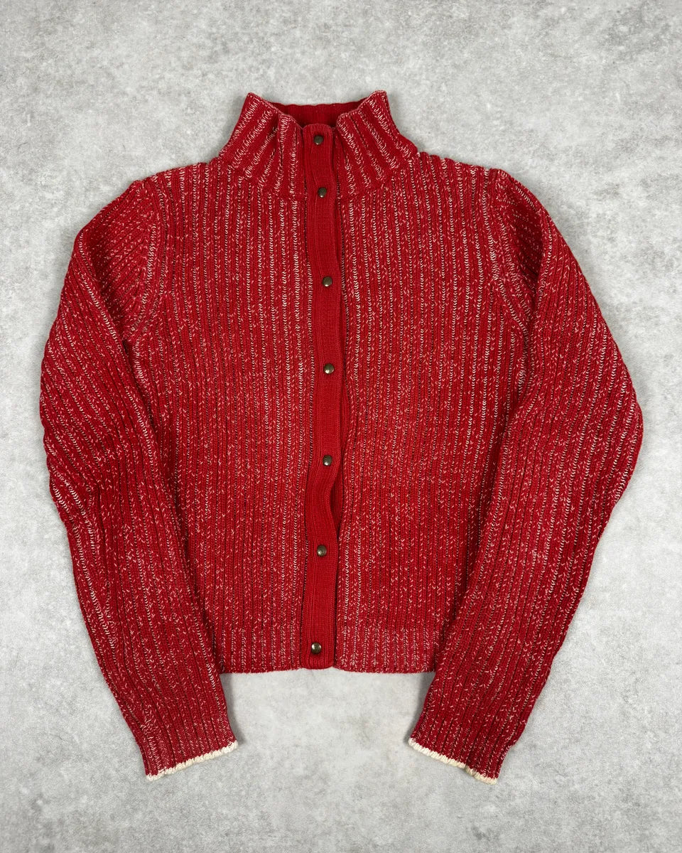 2000s Armani Red Wool Buttoned Sweater ZKbXecW 0