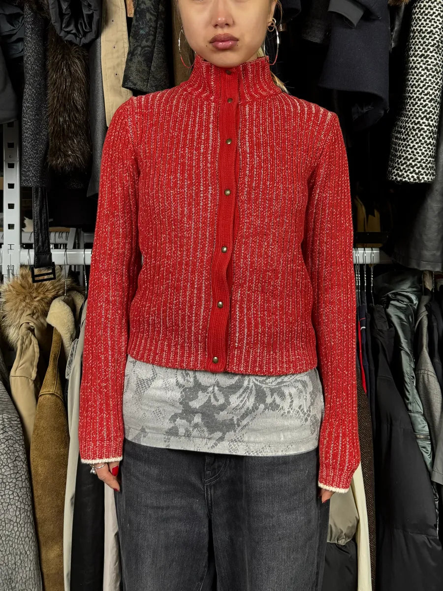2000s Armani Red Wool Buttoned Sweater ZKbXecW 1