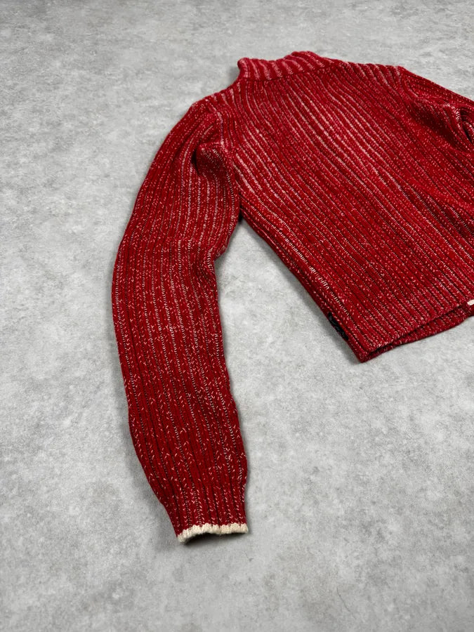 2000s Armani Red Wool Buttoned Sweater ZKbXecW 10