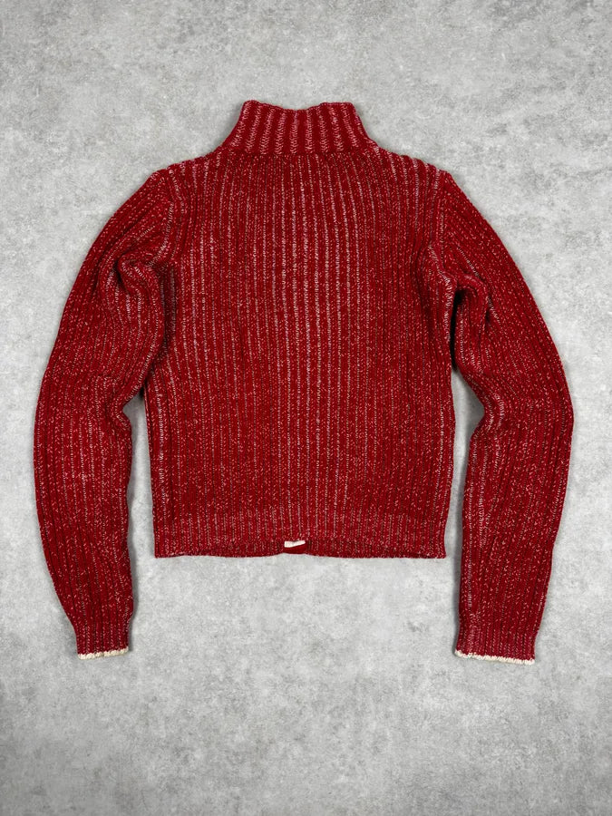 2000s Armani Red Wool Buttoned Sweater ZKbXecW 3