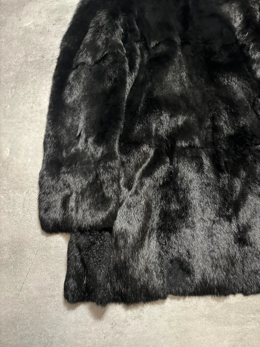 2000s Armani Reversible 2 in 1 Avant-Garde Black Rustic Fur Jacket nYzBZes 6