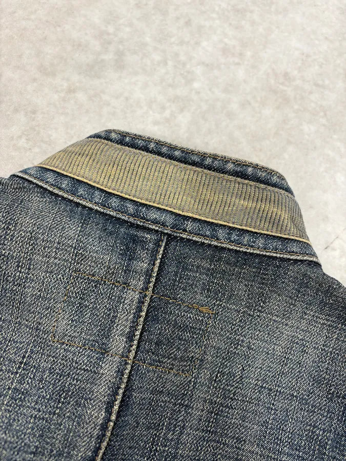 2000s Armani Samurai Asymmetrical Zip Denim Jacket IKdGdEe 9