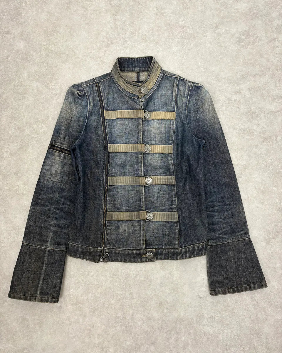 2000s Armani Samurai Asymmetrical Zip Denim Jacket IKdGdEe 0