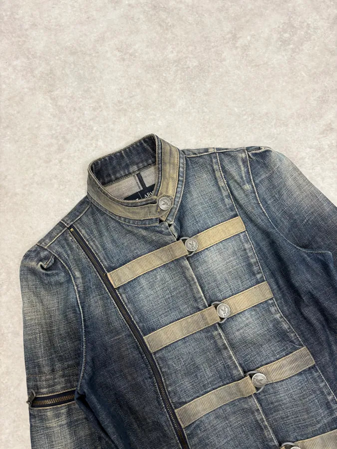 2000s Armani Samurai Asymmetrical Zip Denim Jacket IKdGdEe 4