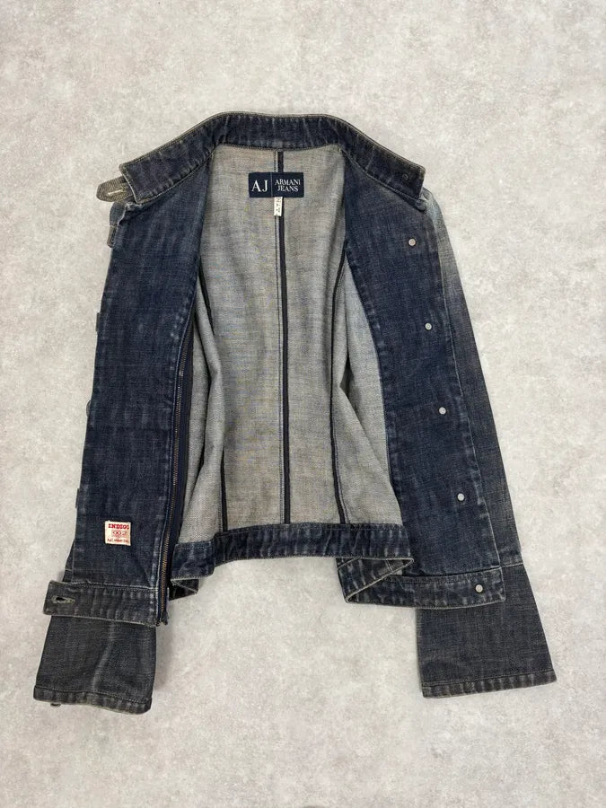 2000s Armani Samurai Asymmetrical Zip Denim Jacket IKdGdEe 6