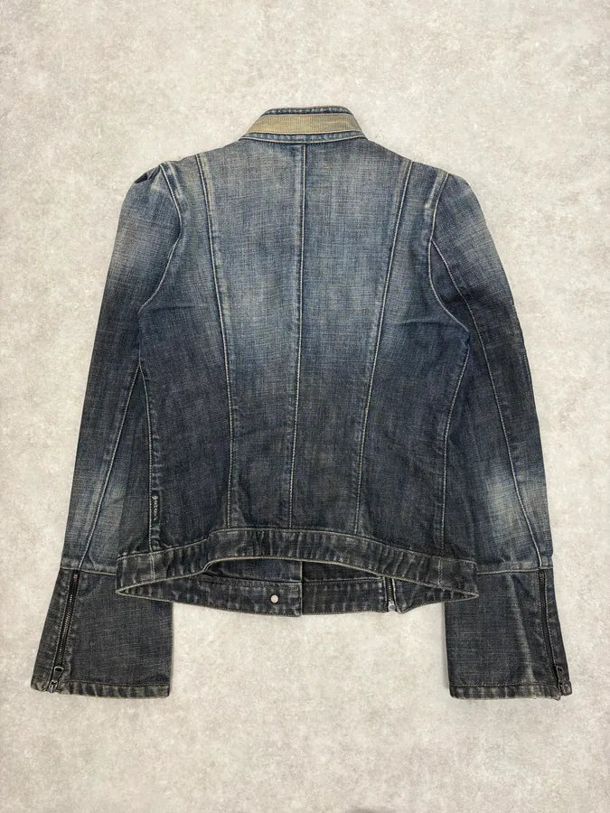 2000s Armani Samurai Asymmetrical Zip Denim Jacket IKdGdEe 5