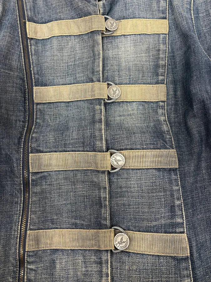 2000s Armani Samurai Asymmetrical Zip Denim Jacket IKdGdEe 8