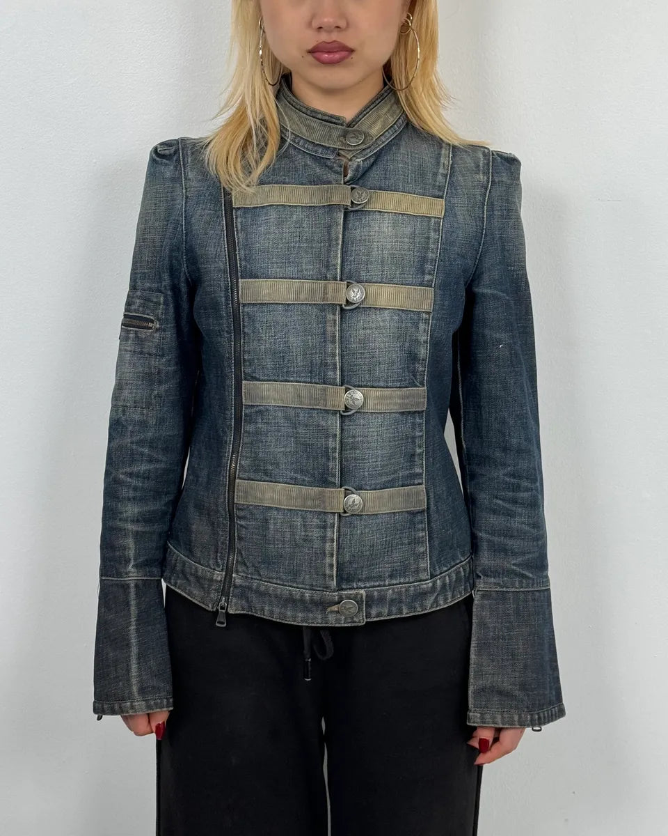 2000s Armani Samurai Asymmetrical Zip Denim Jacket IKdGdEe 1