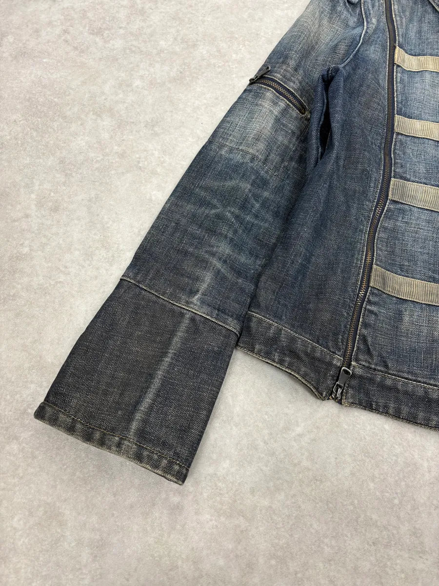 2000s Armani Samurai Asymmetrical Zip Denim Jacket IKdGdEe 7