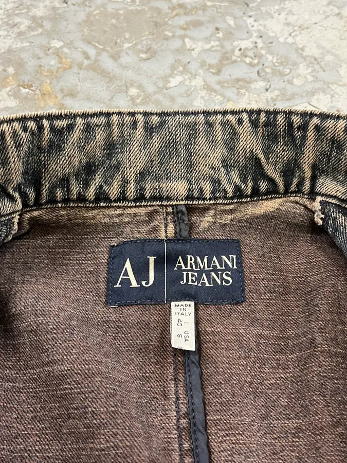 2000s Armani Samurai Blue Faded Denim Jacket bvUztcC 10