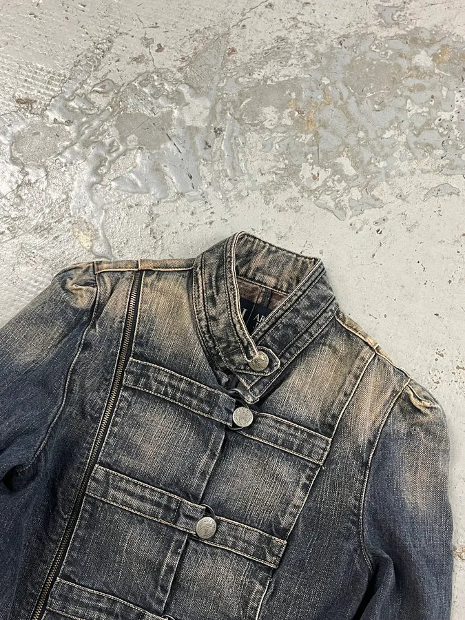 2000s Armani Samurai Blue Faded Denim Jacket bvUztcC 2