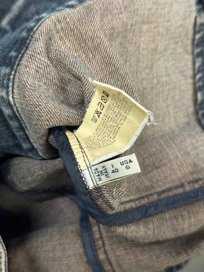2000s Armani Samurai Buttoned Zip Faded Denim Jacket hqVdxUN 7