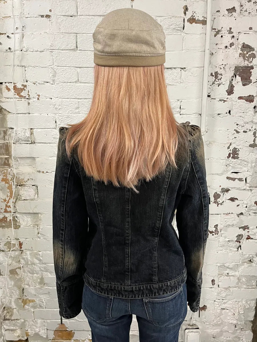 2000s Armani Samurai Faded Blue Washed Denim Jacket RkFMIib 2