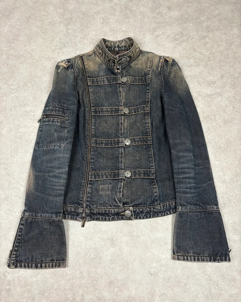 2000s Armani Samurai Faded Denim Jacket ocNaIVf 0