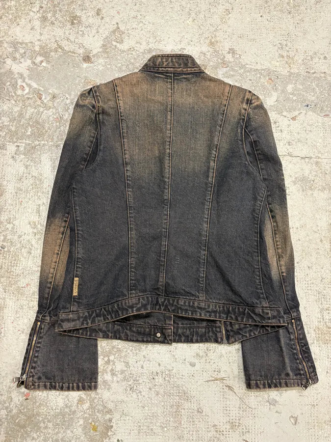 2000s Armani Samurai Faded Denim Jacket qVEQXfv 3