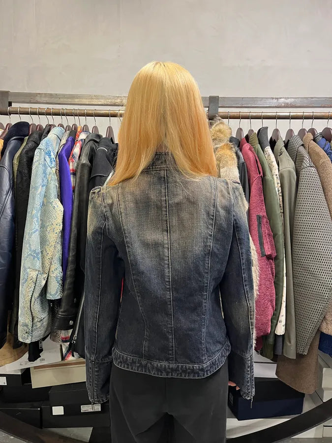 2000s Armani Samurai Faded Denim Jacket oiPfosh 4