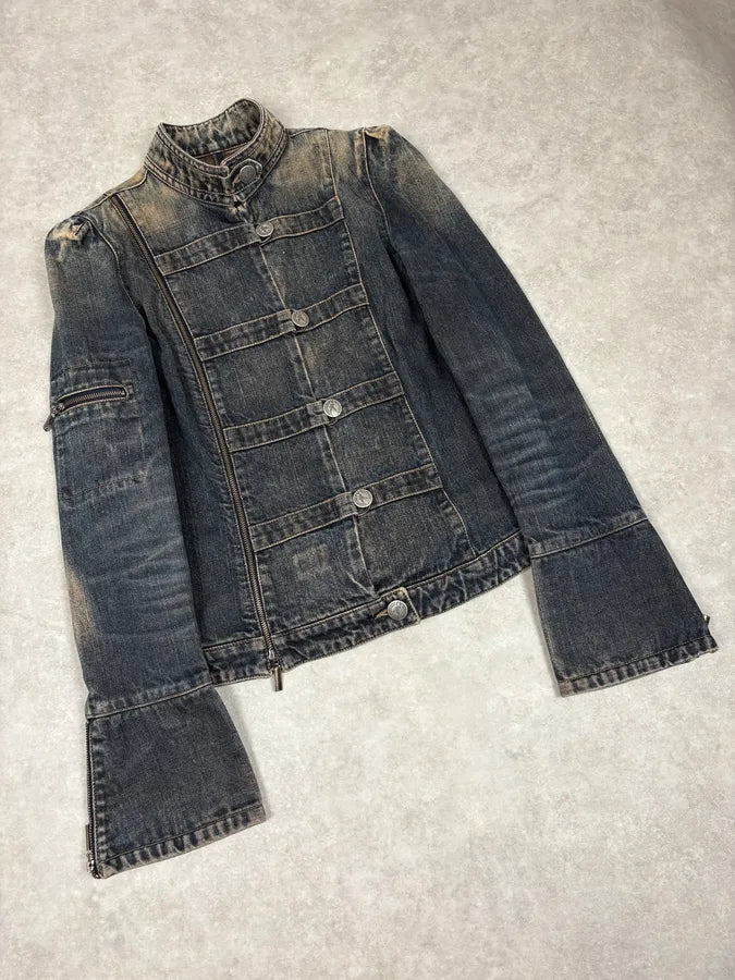 2000s Armani Samurai Faded Denim Jacket ocNaIVf 3
