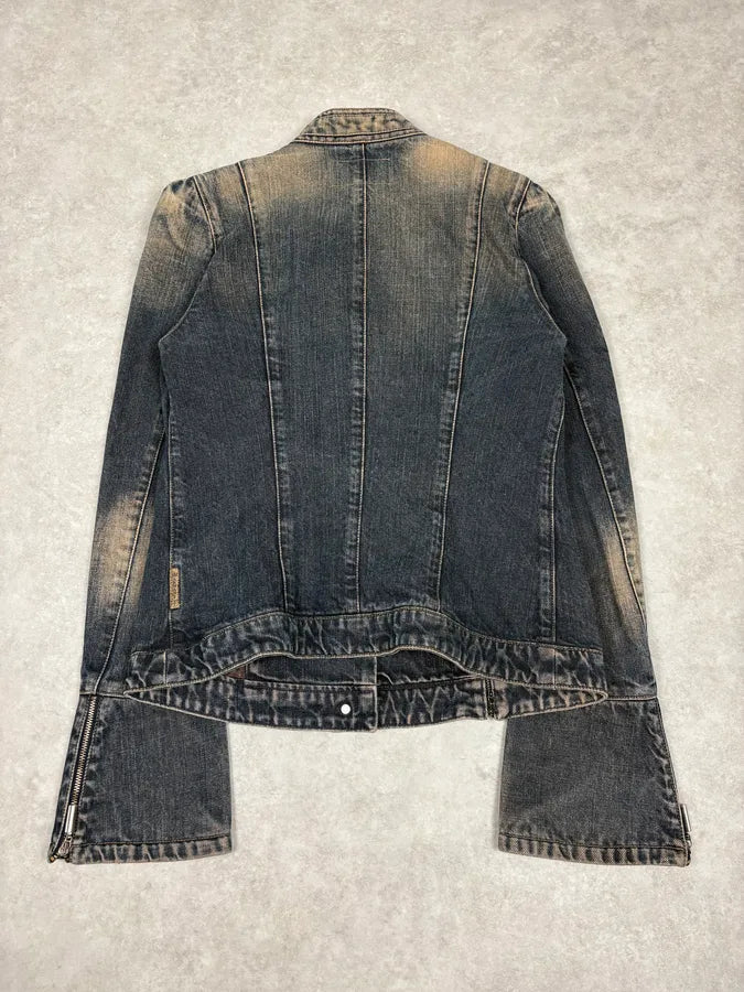 2000s Armani Samurai Faded Denim Jacket ocNaIVf 5