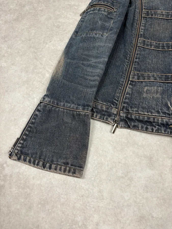 2000s Armani Samurai Faded Denim Jacket ocNaIVf 7